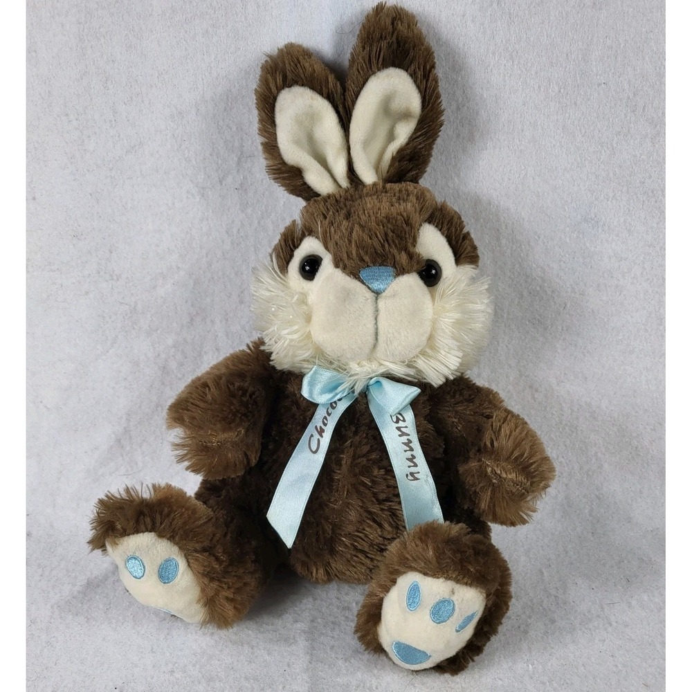 Dan Dee Chocolate Easter Bunny 12" Brown Blue Toes Spring Basket Rabbit NO SCENT